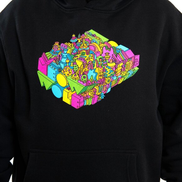Meow Wolf Area 15 Green / Bright Colors Graphic Hoodie Sweatshirt Pockets XS - Picture 6 of 8
